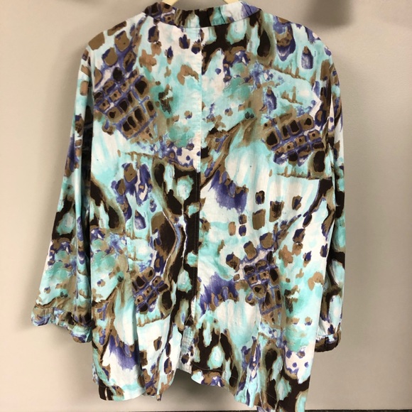Chico’s 3 open linen blend jacket xl 16 - Picture 2 of 10